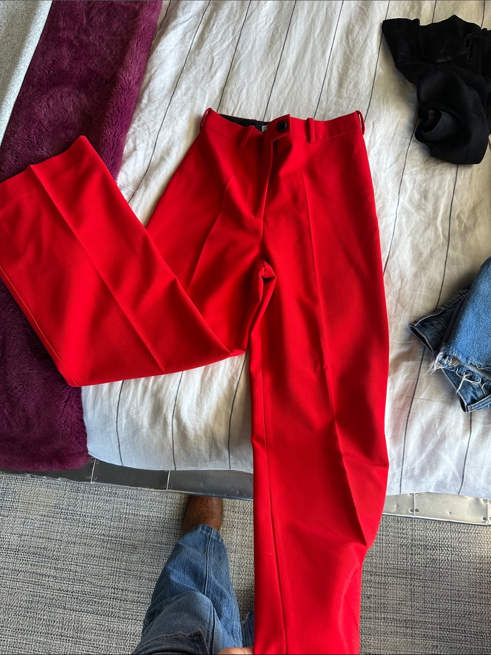 Zara Bright Red Straight-Leg Dress Pants